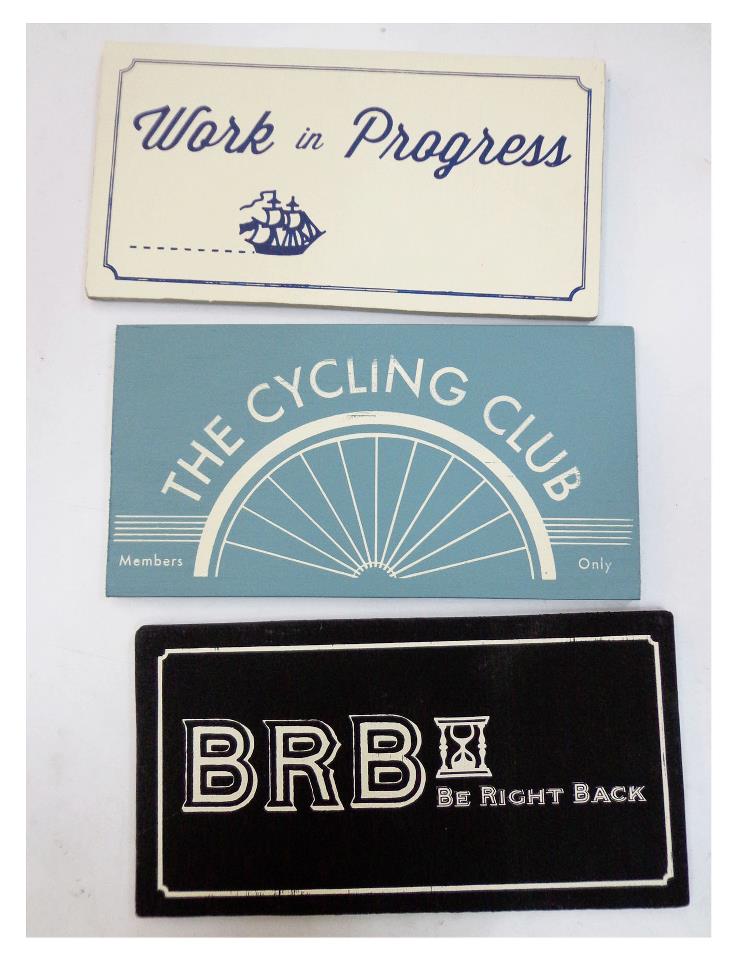 Who says you can only screenprint on fabric and paper?  Check out these cool screenprinted signs.